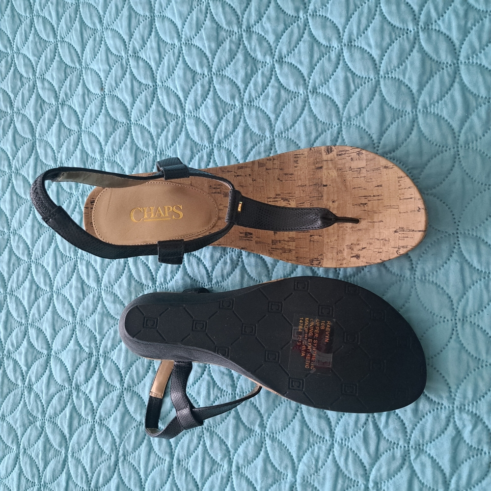 Chaps Black Women's Wedge Sandals